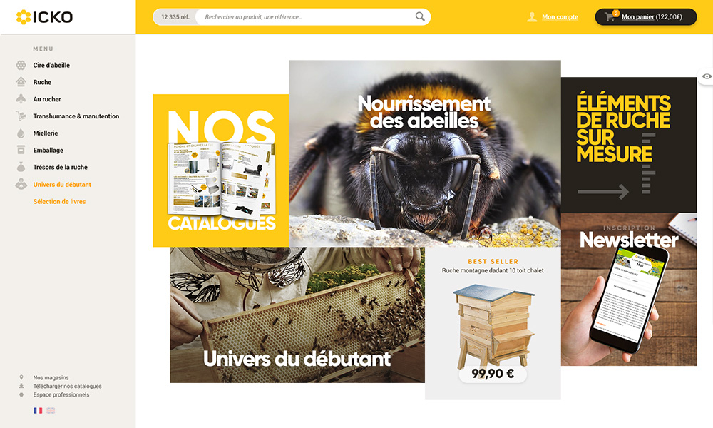 site Icko, refonte totale Magento 2, les encarts promo et mises en avant