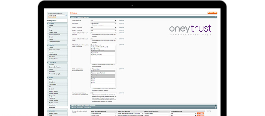 page oneytrust exemple backoffice