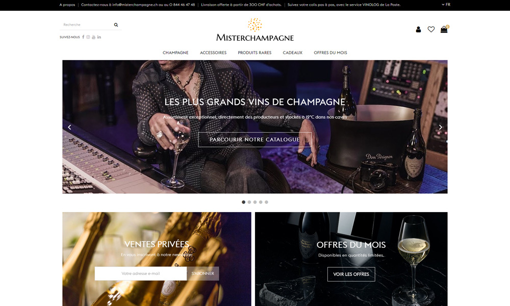 page d'accueil du site misterchampagne réalisé par Sutunam, agence digitale lyon