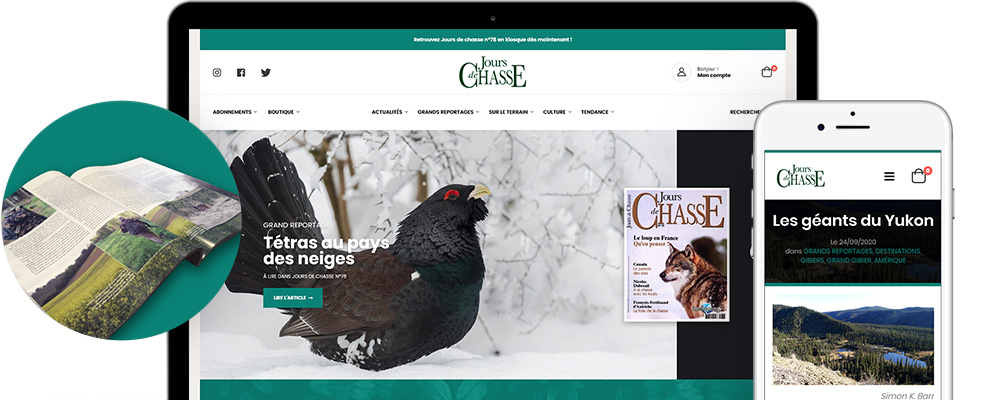 Présentation mockup Site Internet jours de Chasse