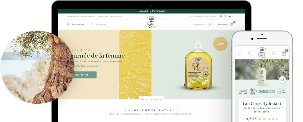 Mockup PWA Le Petit Olivier site web commerce en ligne