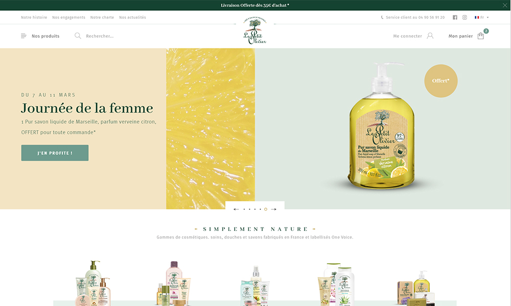 Page d'accueil du site internet PWA Le Petit Olivier