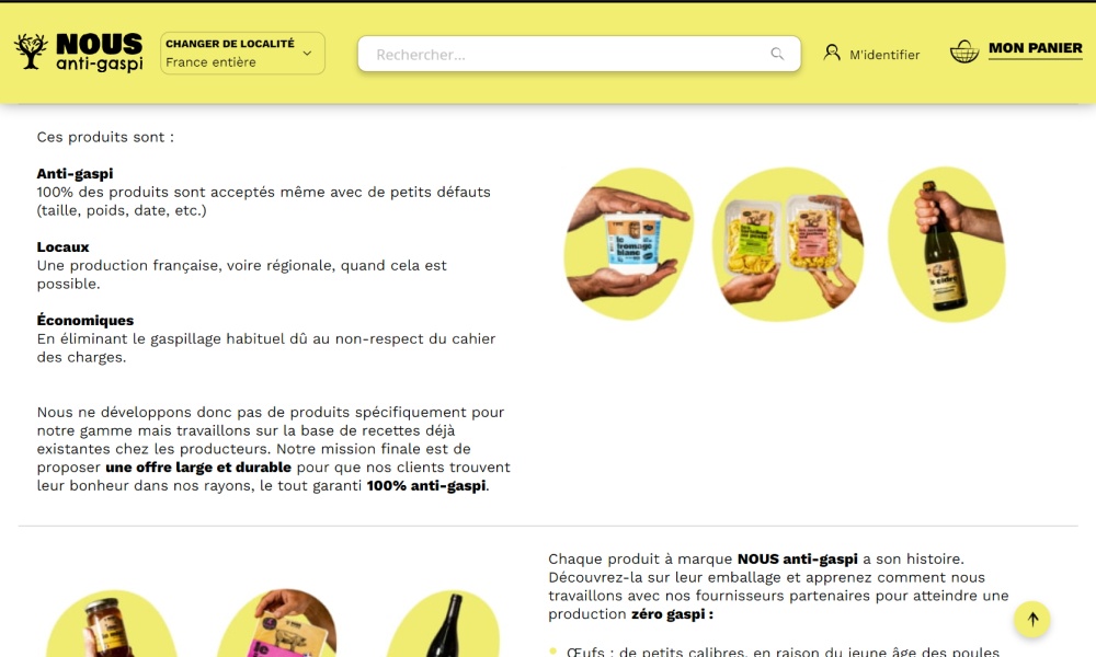 page interieure du site ecommerce nousantigaspi.com