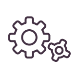 Icône de rouages illustrant l’optimisation technique et la sécurité post-migration Magento